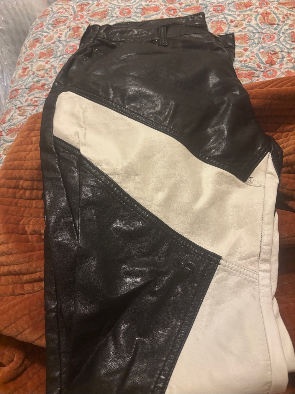 MNML Black and White Paneled Straight Jeans